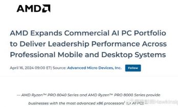 AI PC竞赛愈加激烈！AMD推出适用于电脑的全新AI芯片